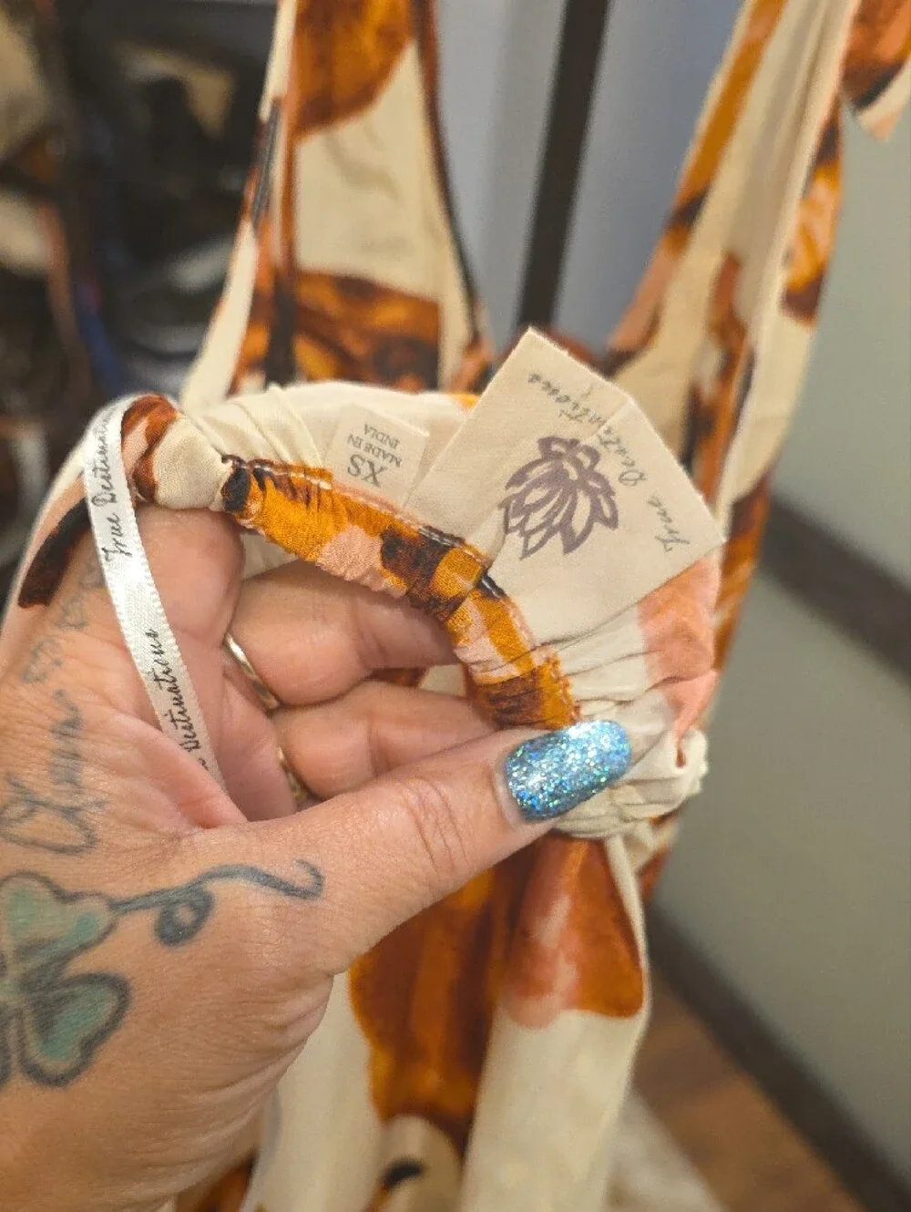 Free People Cream Halter Dress with Brown and Orange Floral Print - Picture 4 of 8
